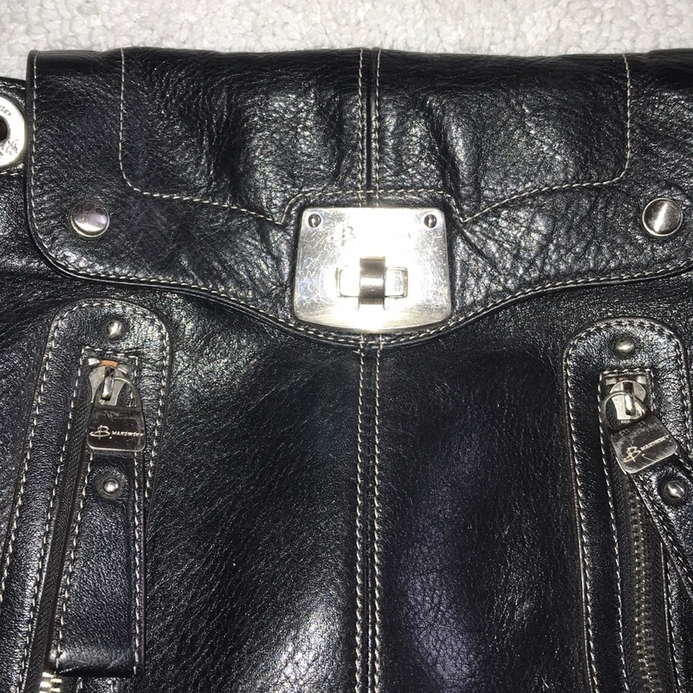 B Makowsky Black Pebbled Leather Handbag - Picture 8 of 14